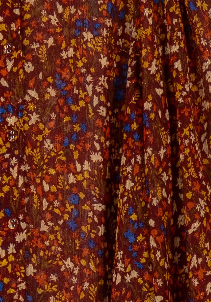 Blouse Fleurie Bordeaux et Bleu - Taille XS/34 de la marque Grace & Mila | PARAD101492 - Vendu par Paradigme - Image 3