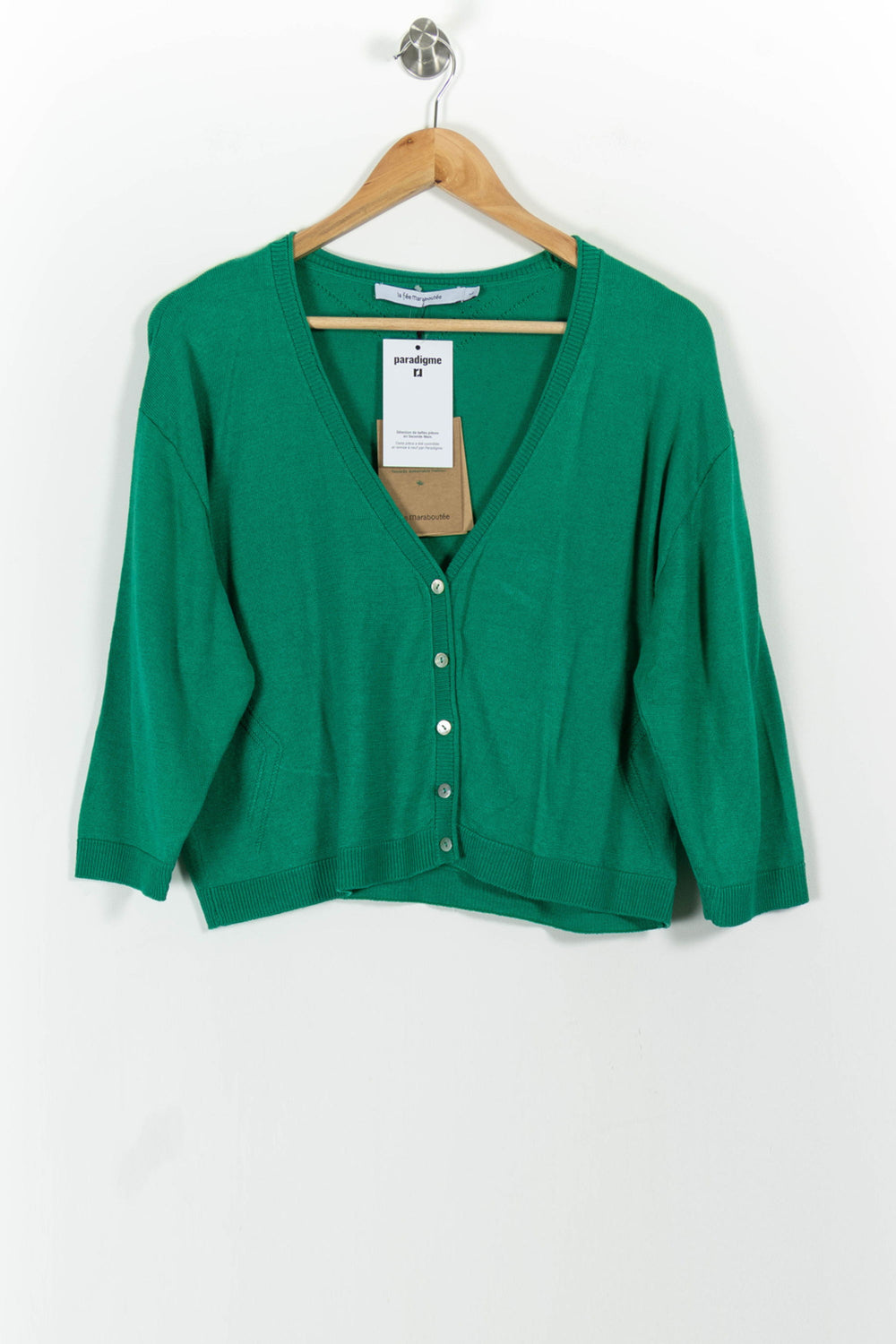 Cardigan Vert - Taille L/40 de la marque La Fée Maraboutée | PARAD101499 - Vendu par Paradigme - Image 2