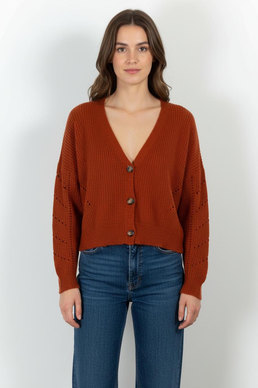 Cardigan Orange - Taille L/40 de la marque La Fée Maraboutée | PARAD101500 - Vendu par Paradigme - Image 1