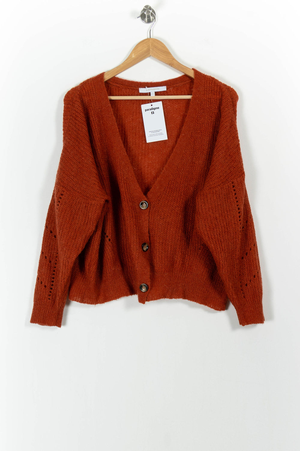 Cardigan Orange - Taille L/40 de la marque La Fée Maraboutée | PARAD101500 - Vendu par Paradigme - Image 2