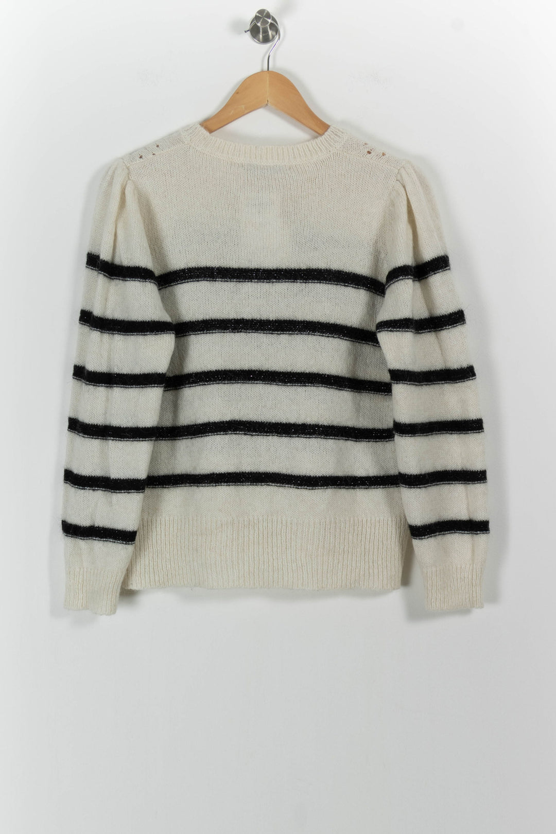 Pull Rayé Beige et Noir - Taille L/40 de la marque La Fée Maraboutée | PARAD101501 - Vendu par Paradigme - Image 4