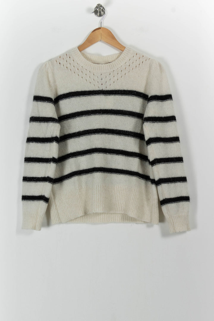 Pull Rayé Beige et Noir - Taille L/40 de la marque La Fée Maraboutée | PARAD101501 - Vendu par Paradigme - Image 2