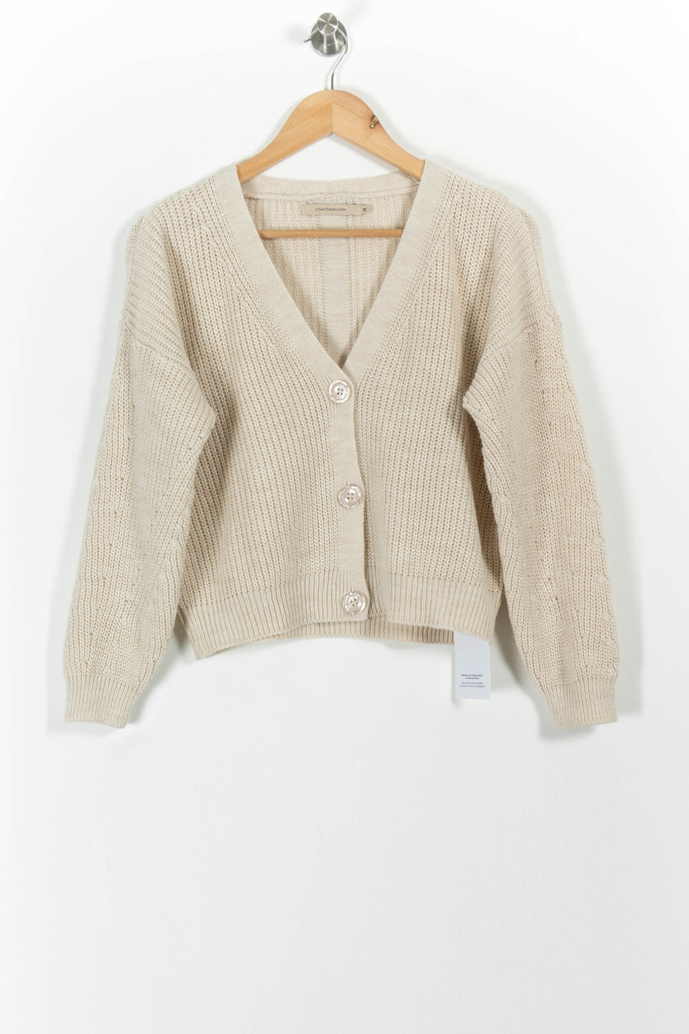 Cardigan Beige - Taille M/38 de la marque La Fée Maraboutée | PARAD101528 - Vendu par Paradigme - Image 2