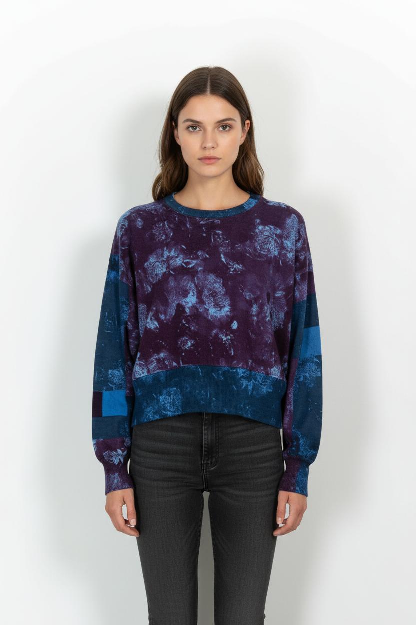 Pull Violet et Bleu - Taille L/40 de la marque La Fée Maraboutée | PARAD101534 - Vendu par Paradigme - Image 1