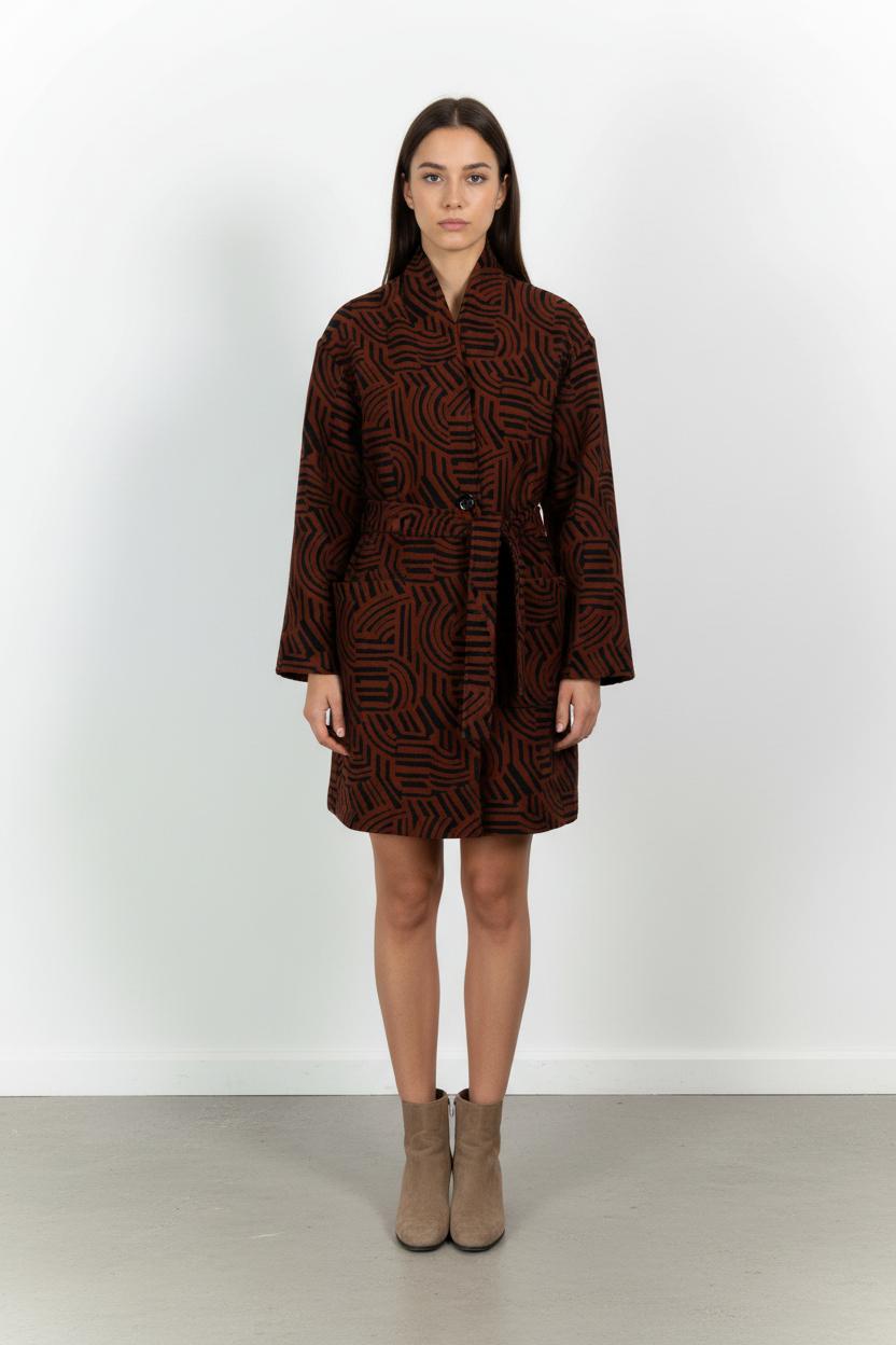 Manteau Marron et Noir - Taille M/38 de la marque La Fée Maraboutée | PARAD101538 - Vendu par Paradigme - Image 1