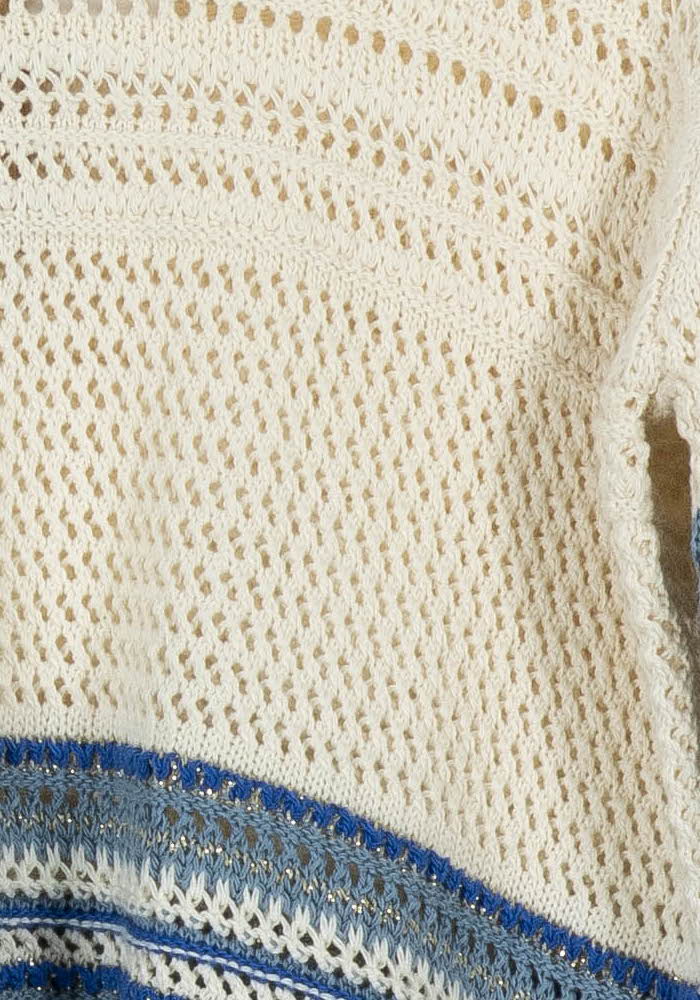 Pull Beige et Bleu - Taille M/38 de la marque La Fée Maraboutée | PARAD101541 - Vendu par Paradigme - Image 3
