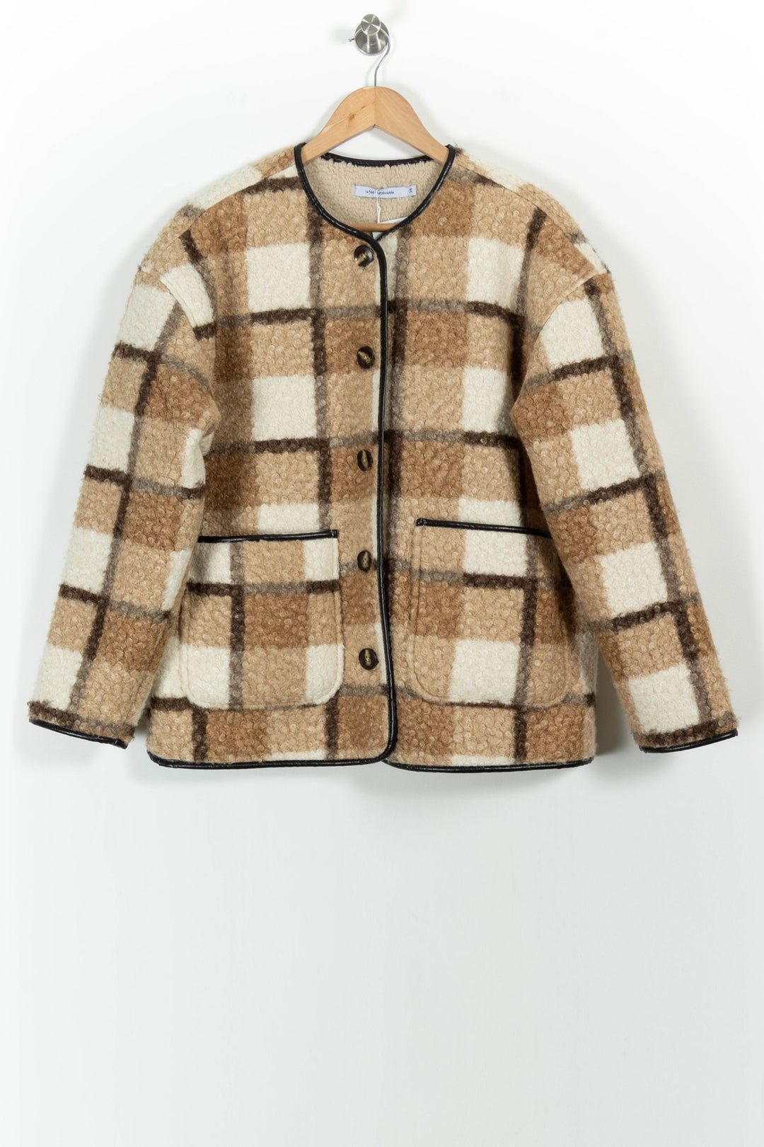 Veste Carreaux Beige et Blanc - Taille M/38 de la marque La Fée Maraboutée | PARAD101556 - Vendu par Paradigme - Image 2