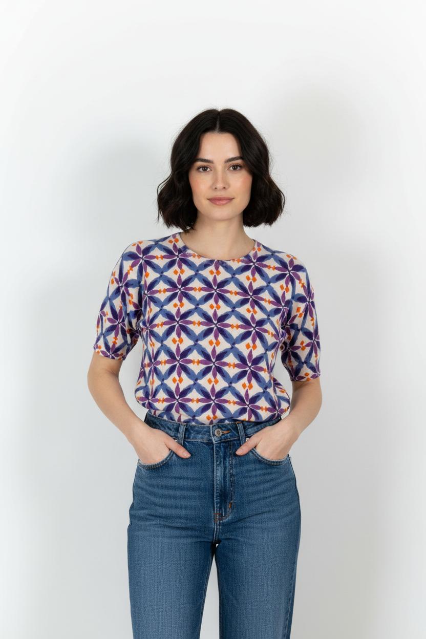 Pull Violet et Bleu - Taille M/38 de la marque La Fée Maraboutée | PARAD101560 - Vendu par Paradigme - Image 1