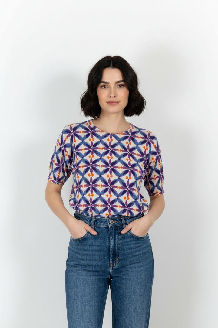 Pull Violet et Bleu - Taille M/38 de la marque La Fée Maraboutée | PARAD101560 - Vendu par Paradigme - Image 1