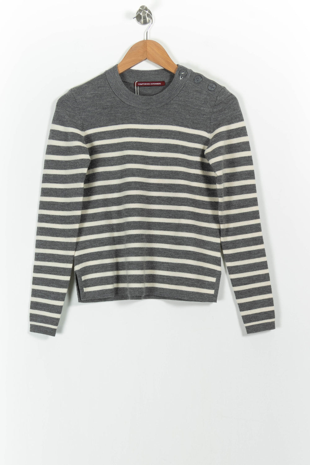 Pull Gris et Blanc - Taille XS/34 de la marque Comptoir des Cotonniers | PARAD101603 - Vendu par Paradigme - Image 2