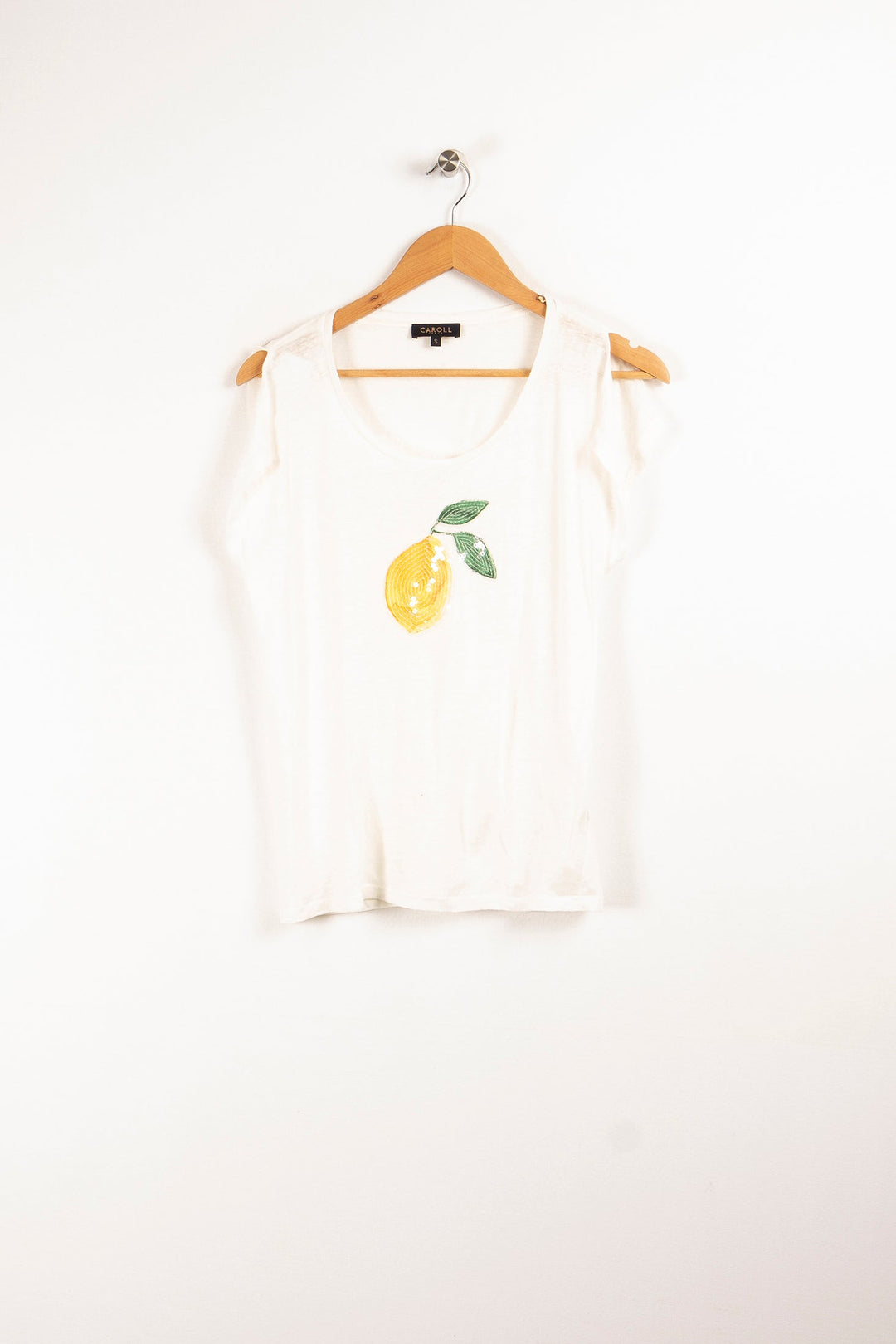 T-shirt blanc à motif orange - S / 36