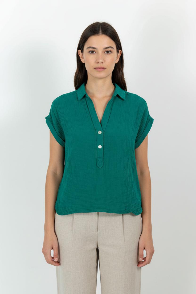 Chemisier Vert - Taille M/38 de la marque Caroll | PARAD101645 - Vendu par Paradigme - Image 1