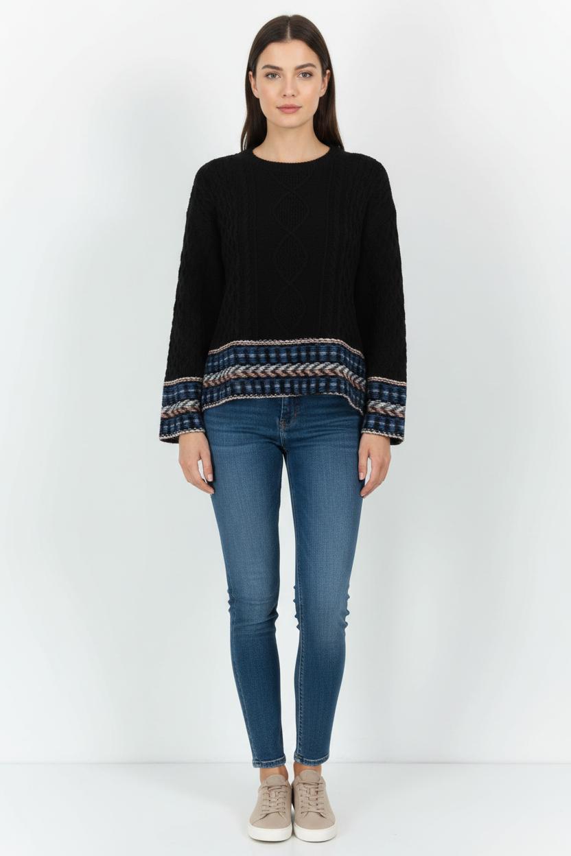 Pull Noir et Bleu - Taille M/38 de la marque La Fée Maraboutée | PARAD101662 - Vendu par Paradigme - Image 1