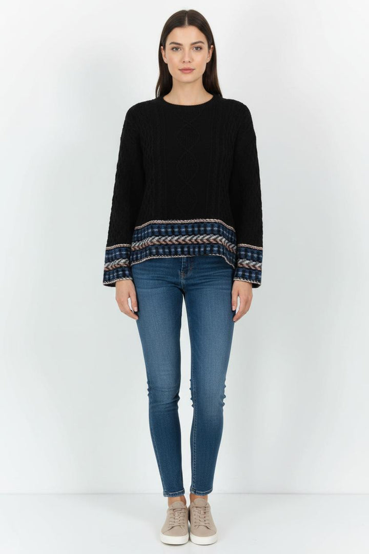 Pull Noir et Bleu - Taille M/38 de la marque La Fée Maraboutée | PARAD101662 - Vendu par Paradigme - Image 1