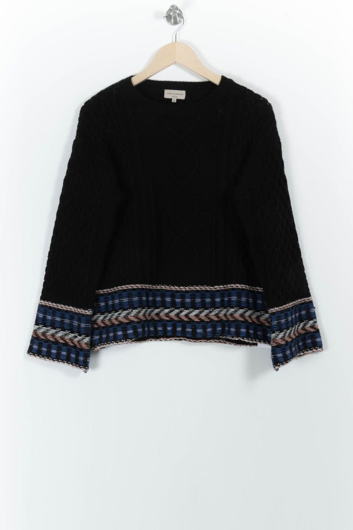 Pull Noir et Bleu - Taille M/38 de la marque La Fée Maraboutée | PARAD101662 - Vendu par Paradigme - Image 2