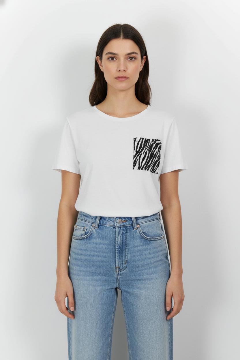 Tee-shirt Blanc et Noir - Taille S/36 de la marque Caroll | PARAD101711 - Vendu par Paradigme - Image 1