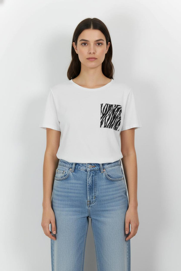 Tee-shirt Blanc et Noir - Taille S/36 de la marque Caroll | PARAD101711 - Vendu par Paradigme - Image 1