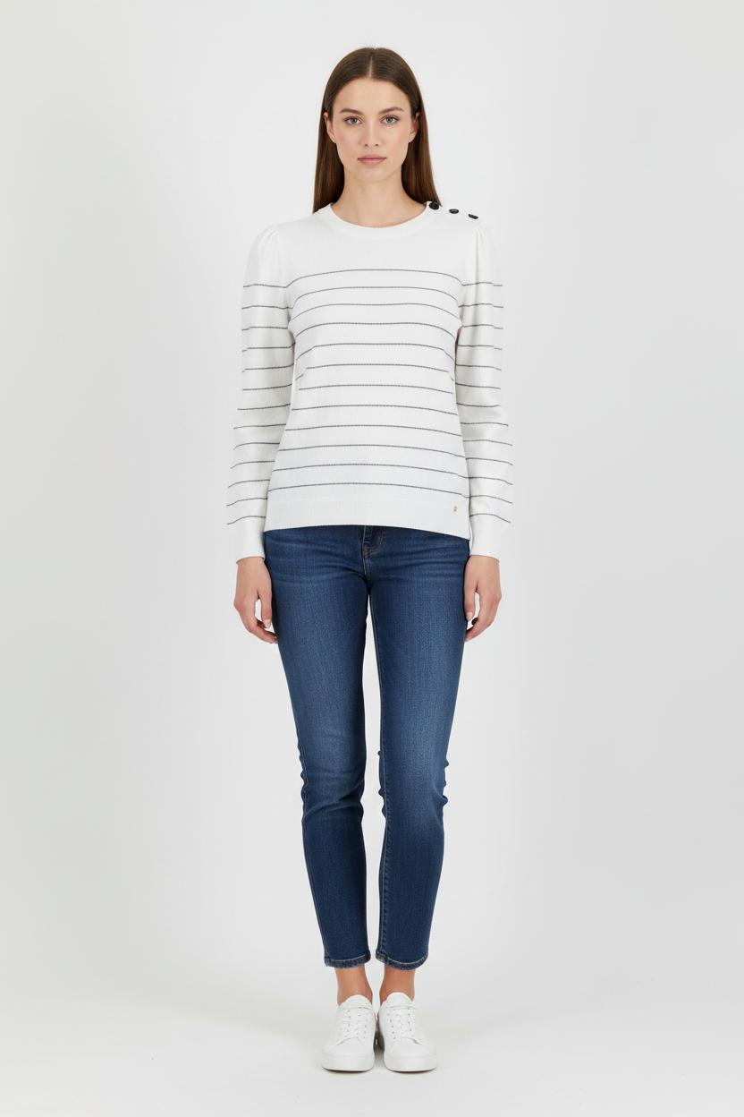 Pull Blanc et Noir - Taille XL/42 de la marque Des petits hauts | PARAD101715 - Vendu par Paradigme - Image 1