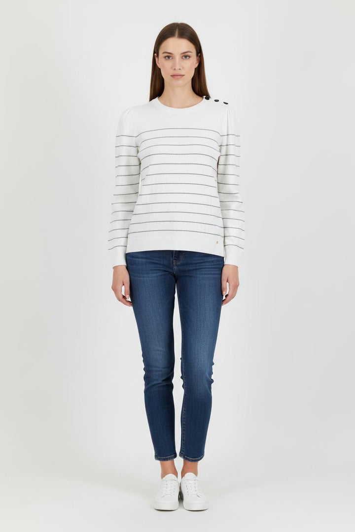 Pull Blanc et Noir - Taille XL/42 de la marque Des petits hauts | PARAD101715 - Vendu par Paradigme - Image 1