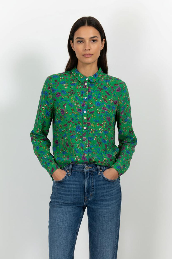Chemise Fleurie Verte et Bleue - Taille L/40 de la marque Sézane | PARAD101731 - Vendu par Paradigme - Image 1
