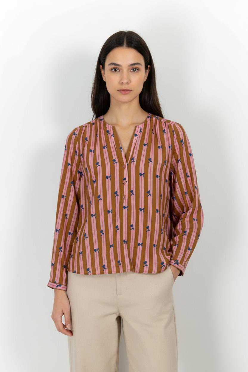 Blouse Rose et Marron - Taille XS/34 de la marque Des petits hauts | PARAD101763 - Vendu par Paradigme - Image 1