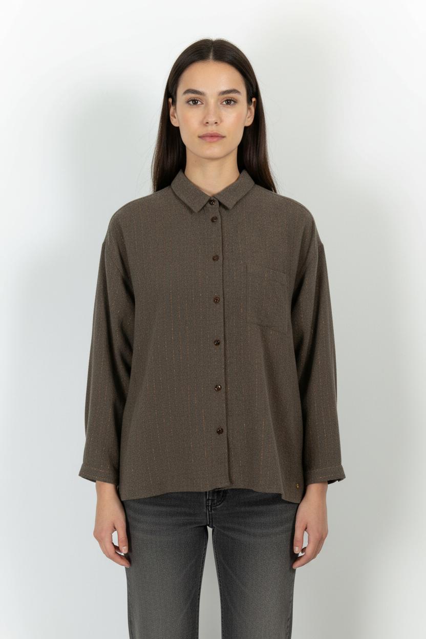 Chemise Marron - Taille XS/34 de la marque Des petits hauts | PARAD101772 - Vendu par Paradigme - Image 1