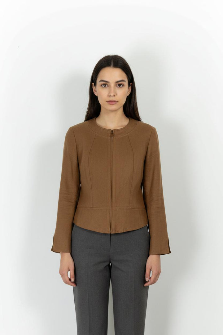 Veste Courte Marron - Taille L/40 de la marque Maison 123 | PARAD101775 - Vendu par Paradigme - Image 1