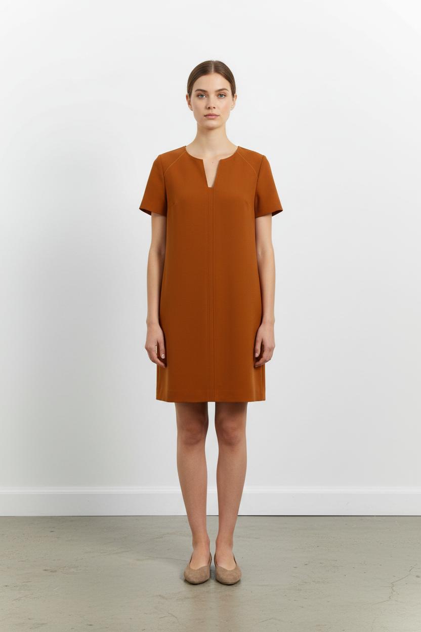 Robe Droite Marron - Taille XXL/44 de la marque Caroll | PARAD101829 - Vendu par Paradigme - Image 1