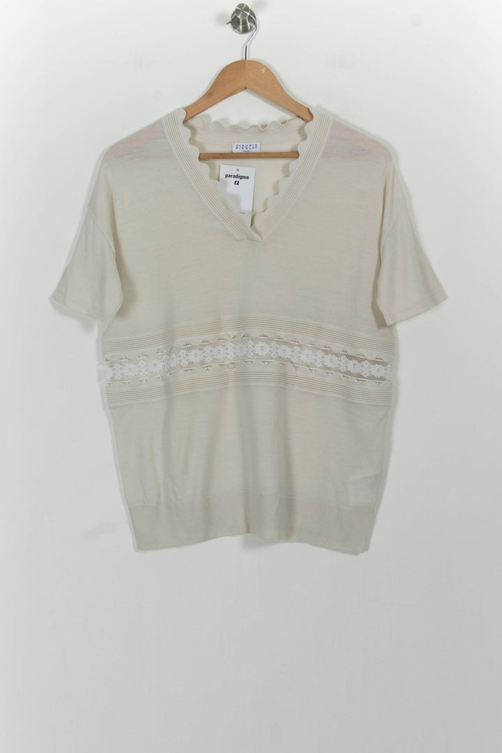 Pull Blanc - Taille S/36 de la marque Claudie Pierlot | PARAD101834 - Vendu par Paradigme - Image 2