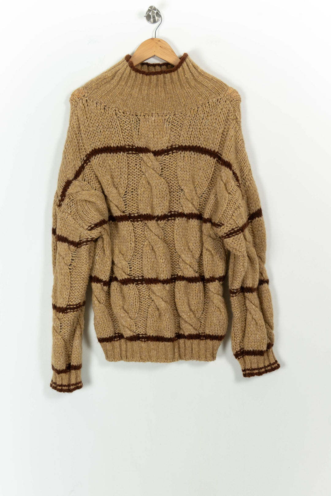 Pull torsadé beige et marron - Taille M/38 de la marque Léon & Harper | PARAD101843 - Vendu par Paradigme - Image 4