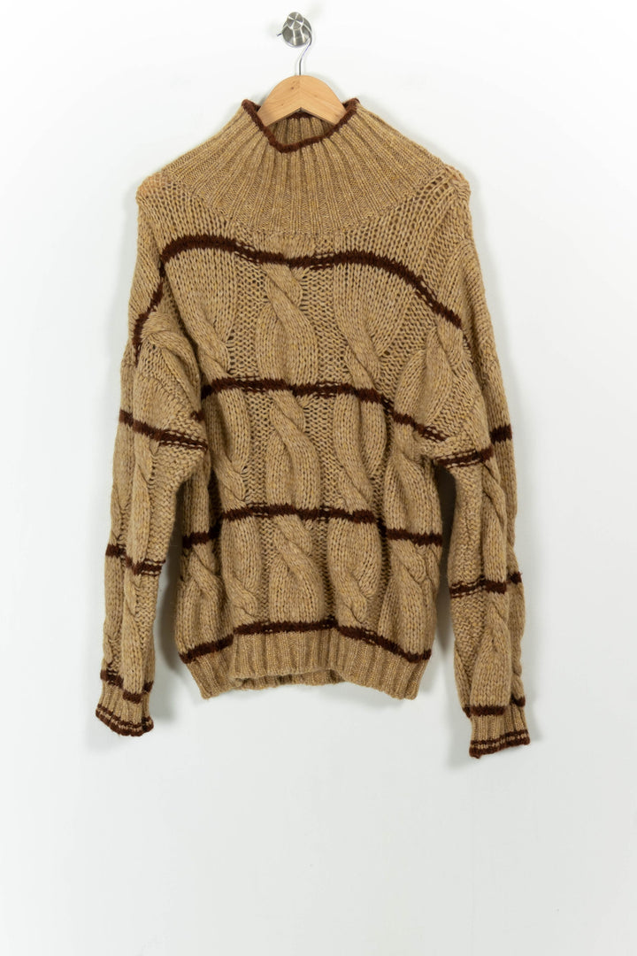 Pull torsadé beige et marron - Taille M/38 de la marque Léon & Harper | PARAD101843 - Vendu par Paradigme - Image 2