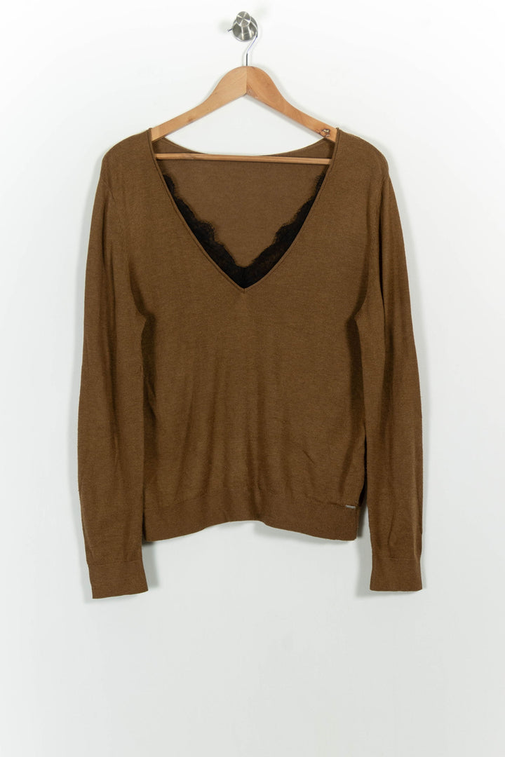 Pull Marron et Noir - Taille XL/42 de la marque IKKS | PARAD101851 - Vendu par Paradigme - Image 2
