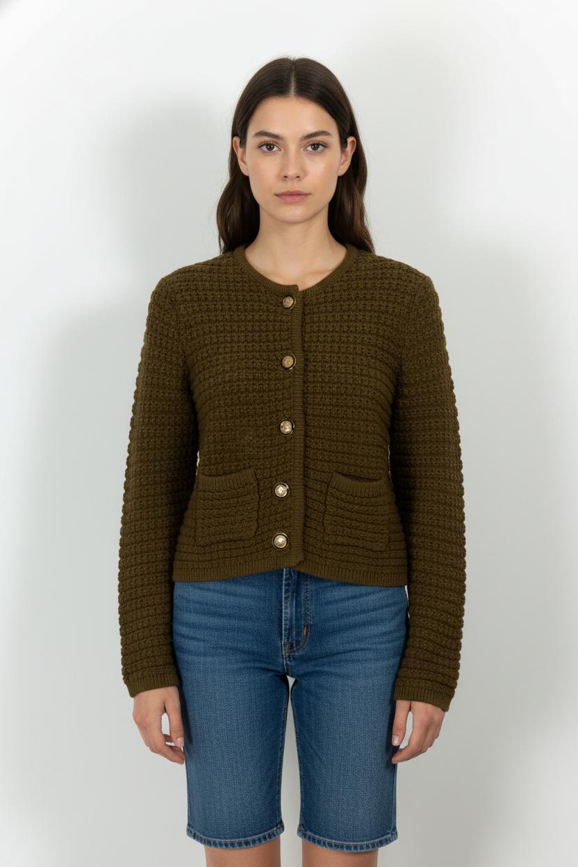 Cardigan Vert - Taille XS/34 de la marque ba&sh | PARAD101856 - Vendu par Paradigme - Image 1