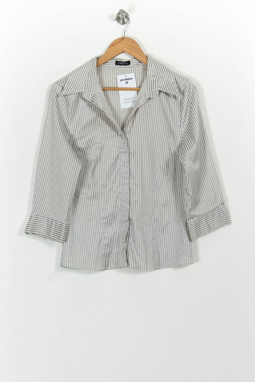 Chemise Rayée Blanche et Grise - Taille XXL/44 de la marque Caroll | PARAD101858 - Vendu par Paradigme - Image 2