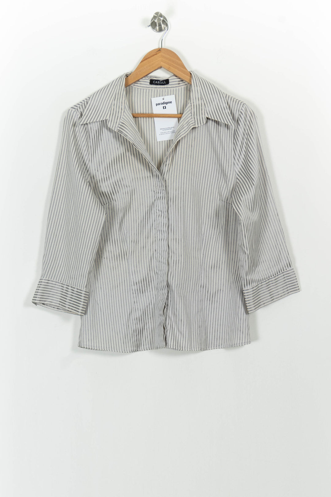 Chemise Rayée Blanche et Grise - Taille XXL/44 de la marque Caroll | PARAD101858 - Vendu par Paradigme - Image 2