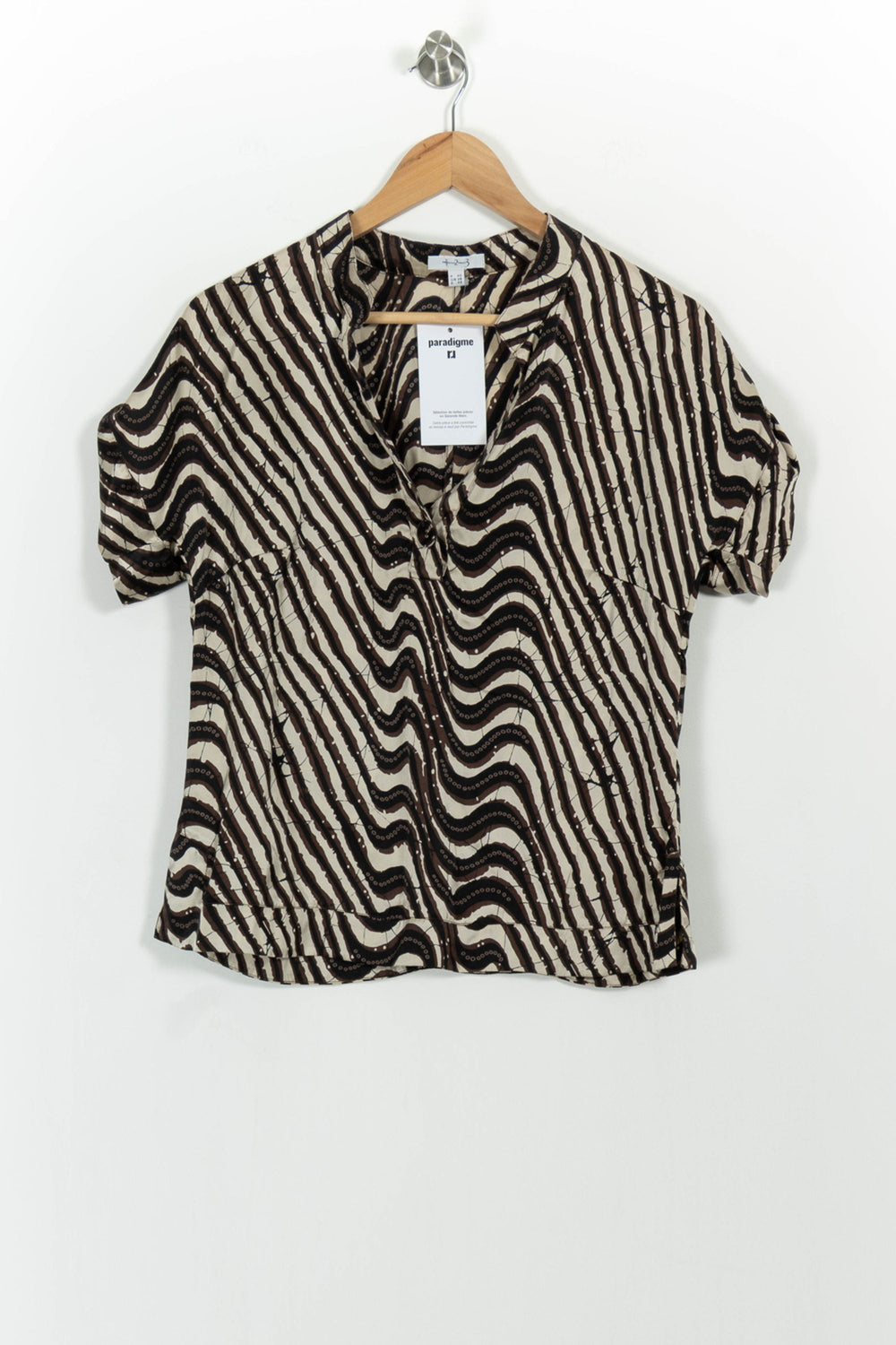 Blouse Marron et Beige - Taille L/40 de la marque Maison 123 | PARAD101859 - Vendu par Paradigme - Image 2