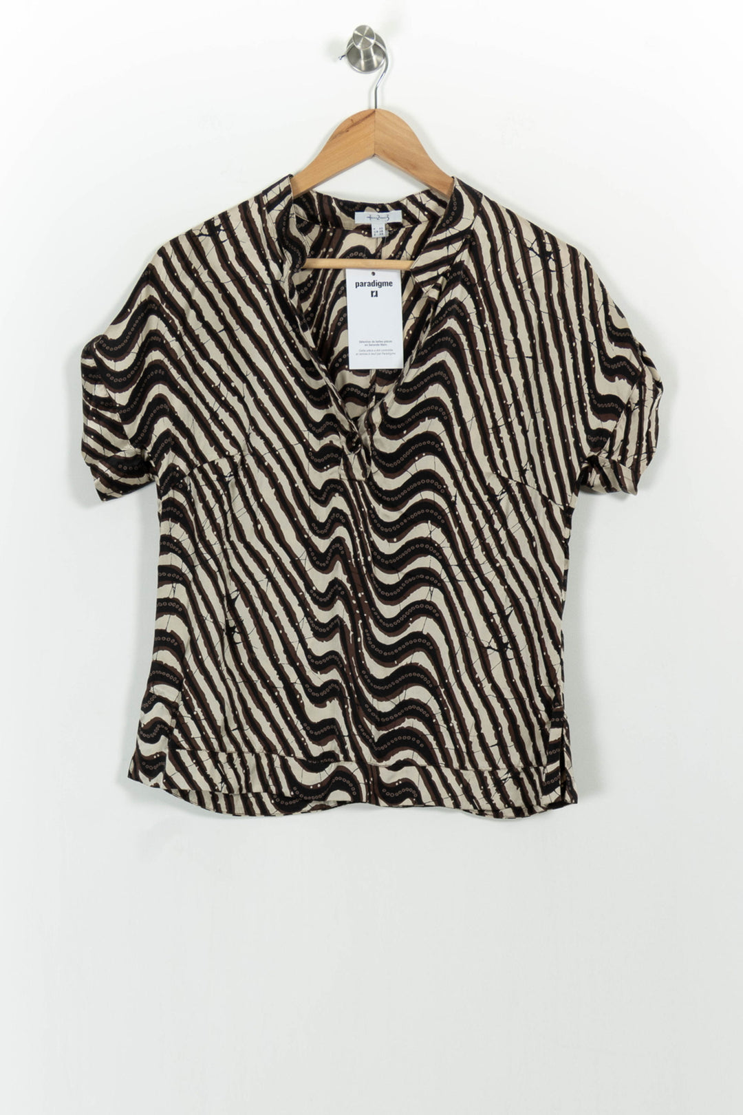 Blouse Marron et Beige - Taille L/40 de la marque Maison 123 | PARAD101859 - Vendu par Paradigme - Image 2