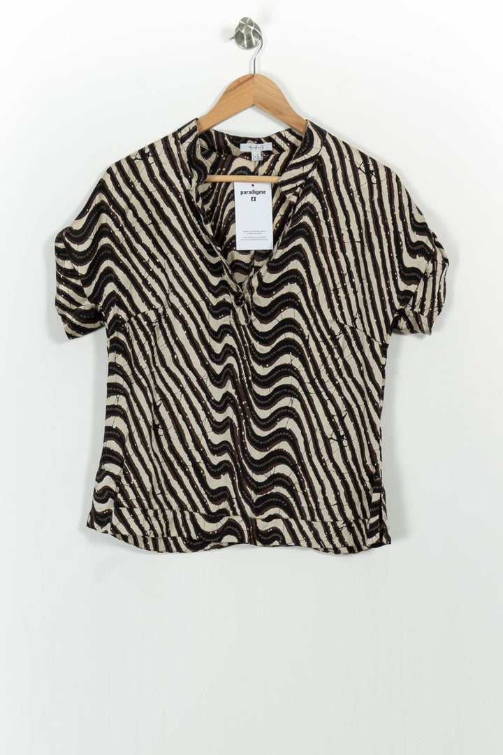 Blouse Marron et Beige - Taille L/40 de la marque Maison 123 | PARAD101859 - Vendu par Paradigme - Image 2
