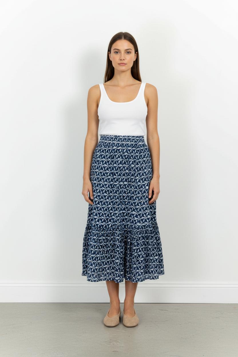 Jupe Longue Bleue et Blanche - Taille S/36 de la marque Caroll | PARAD101863 - Vendu par Paradigme - Image 1