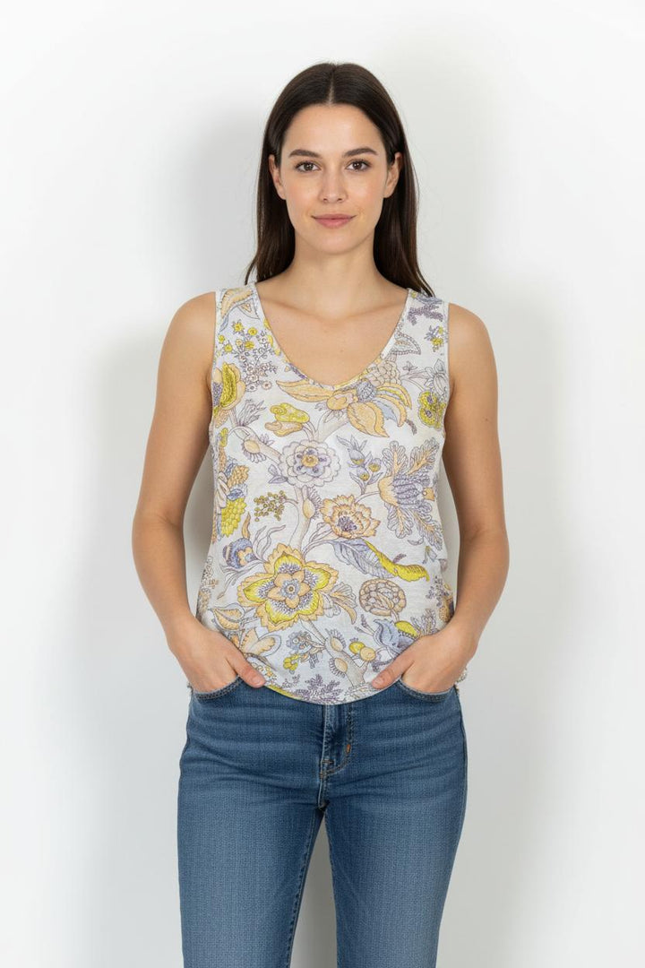 Débardeur Blanc et Jaune - Taille M/38 de la marque American Vintage | PARAD101864 - Vendu par Paradigme - Image 1