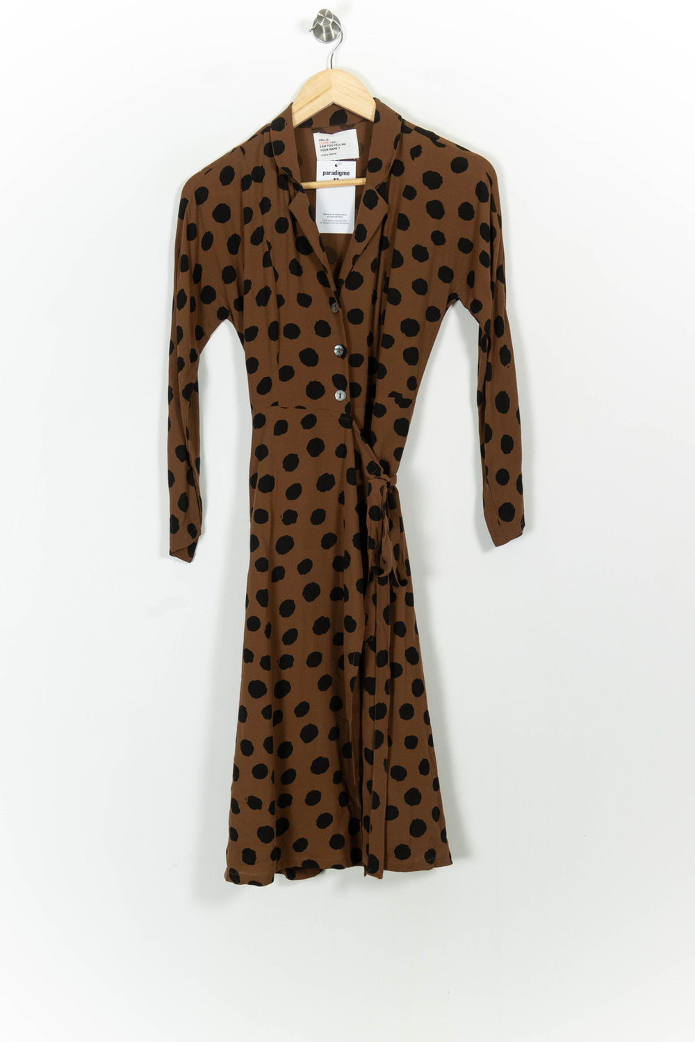 Robe Portefeuille Marron et Noire - Taille M/38 de la marque Léon & Harper | PARAD101874 - Vendu par Paradigme - Image 2