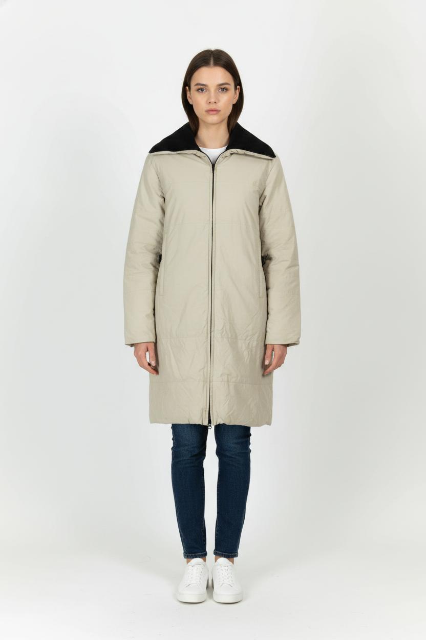 Doudoune Longue Beige et Noire - Taille S/36 de la marque Moncler | PARAD101884 - Vendu par Paradigme - Image 1