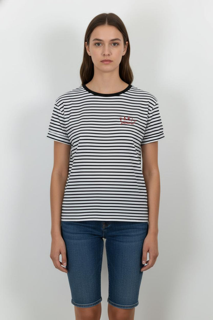 T-shirt Blanc et Noir - Taille XL/42 de la marque IKKS | PARAD101898 - Vendu par Paradigme - Image 1