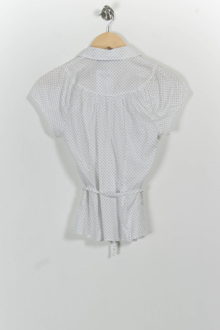 Blouse Blanche à Pois Noirs - Taille S/36 de la marque Caroll | PARAD101910 - Vendu par Paradigme - Image 4