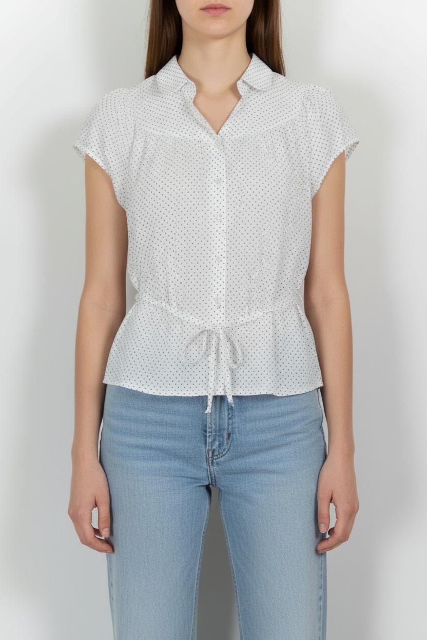 Blouse Blanche à Pois Noirs - Taille S/36 de la marque Caroll | PARAD101910 - Vendu par Paradigme - Image 1