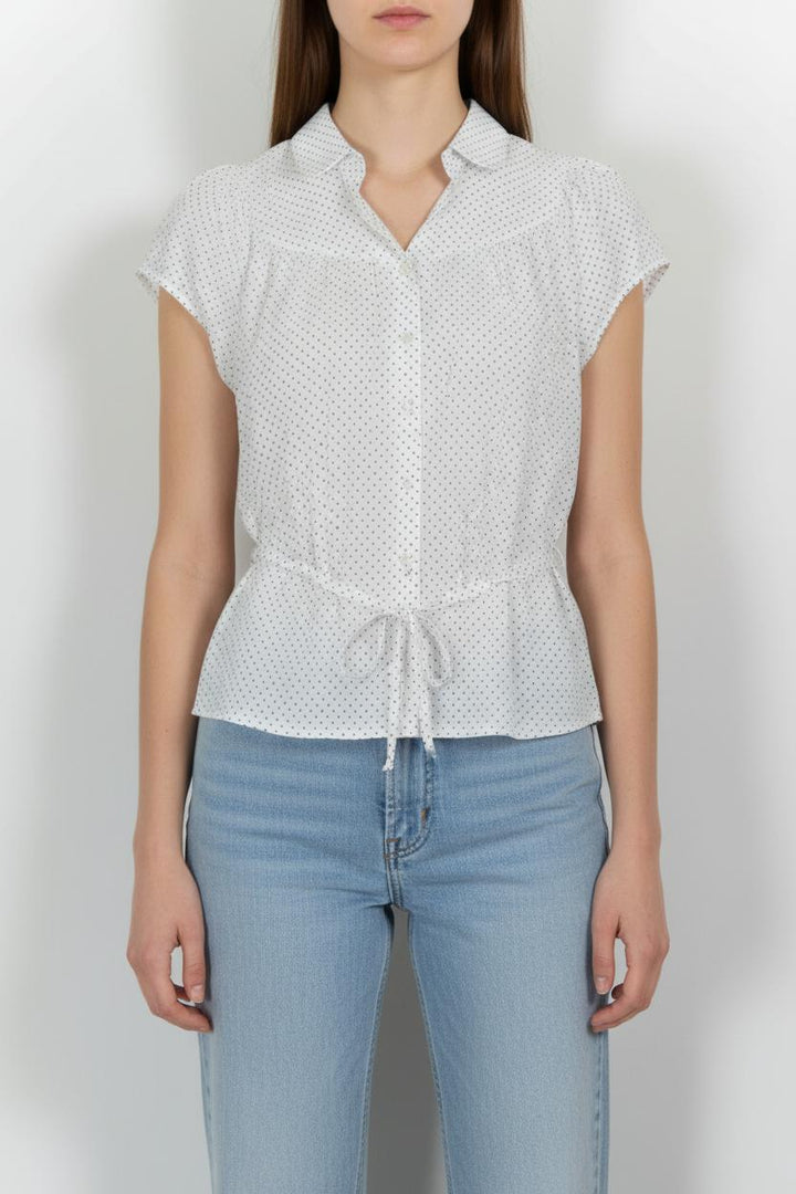 Blouse Blanche à Pois Noirs - Taille S/36 de la marque Caroll | PARAD101910 - Vendu par Paradigme - Image 1