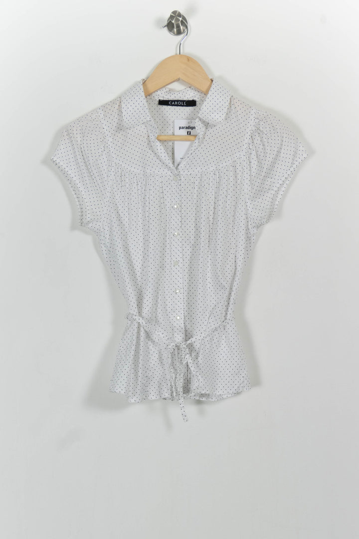 Blouse Blanche à Pois Noirs - Taille S/36 de la marque Caroll | PARAD101910 - Vendu par Paradigme - Image 2