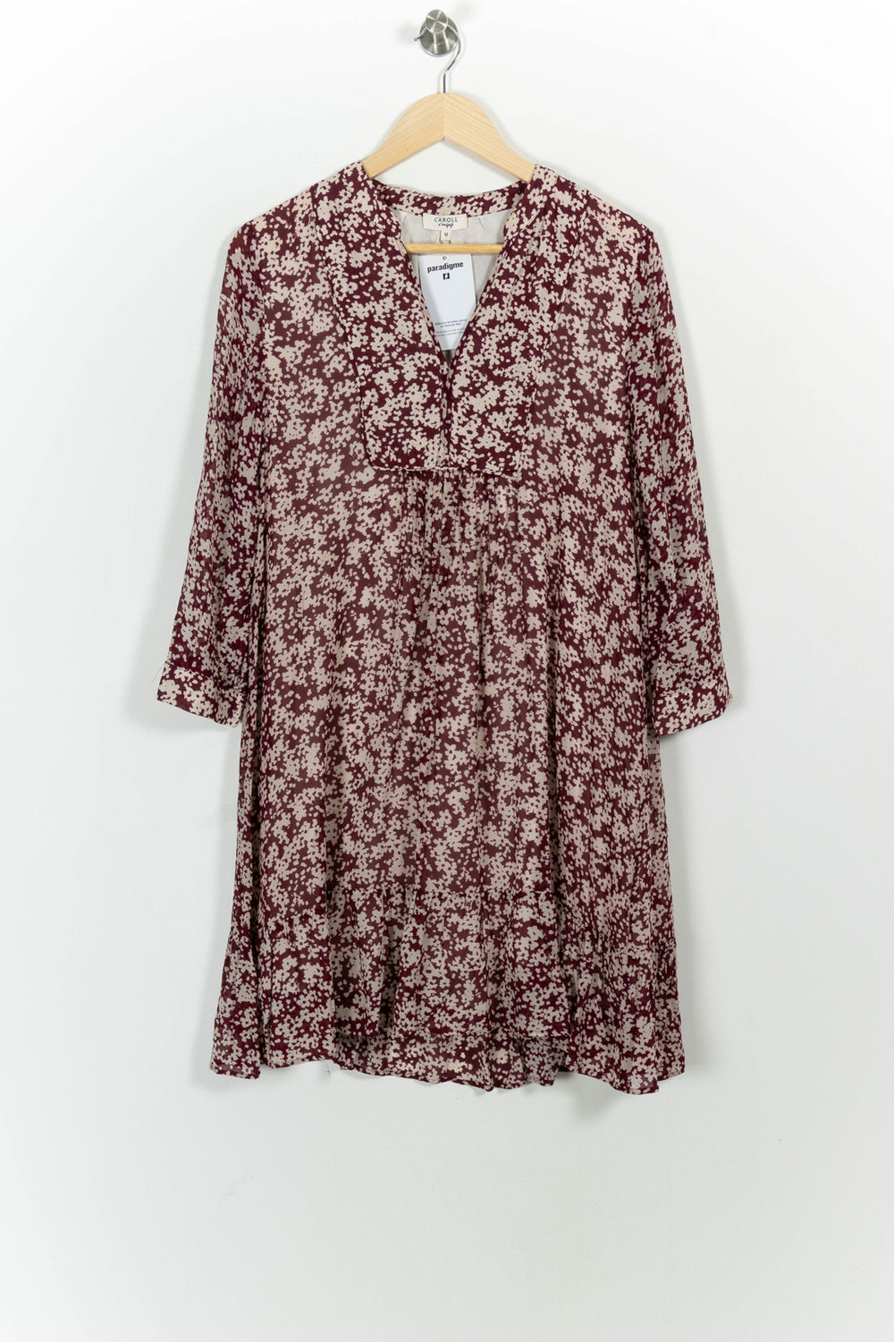 Robe Courte Bordeaux et Blanche - Taille M/38 de la marque Caroll | PARAD101920 - Vendu par Paradigme - Image 2