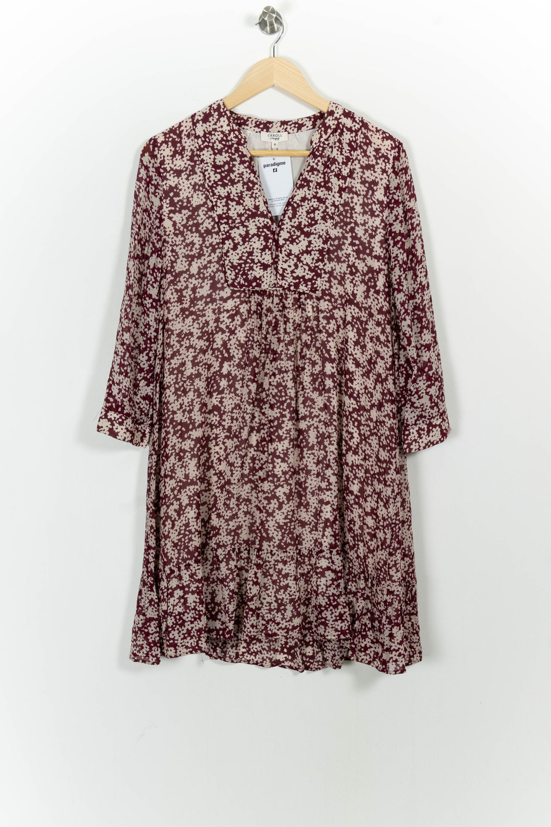 Robe Courte Bordeaux et Blanche - Taille M/38 de la marque Caroll | PARAD101920 - Vendu par Paradigme - Image 2