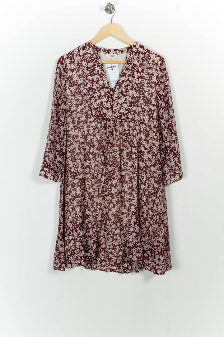 Robe Courte Bordeaux et Blanche - Taille M/38 de la marque Caroll | PARAD101920 - Vendu par Paradigme - Image 2